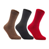 Lian LifeStyle Gorgeous Big Girls Women's 3 Pair Wool Crew Socks Size 6-9 FS03, Color (Brown,DarkGrey,Red)