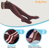 Incredible Women's 4 Pairs Thigh High Cotton Socks Unique, Durable And Super Soft For Everyday Relaxed Feet LAJ1023 Size 6-9 (Coffee)