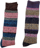 Lian LifeStyle Women's 2 Pairs Pack Cotton Mixed Color Knee High Socks Size 7-9
