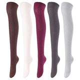 Lovely Annie Women's 5 Pairs Over Knee High Thigh High Cotton Socks A1024 Size 6-9