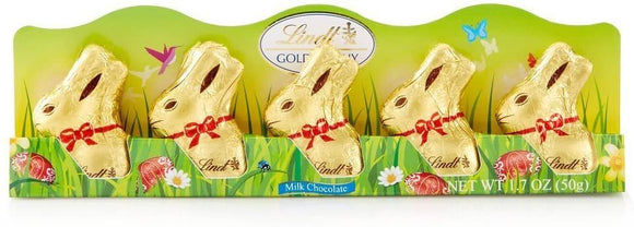 Mini Lindt GOLD BUNNY - Milk Chocolate, Net Wt 1.7 Ounce, 5 Count (Pack of 2)