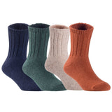 Children's Durable, Stretchable, Thick & Warm Wool Crew Socks. Perfect as Winter Snow Sock and All Seasons FS01, 4 Pair, Size 4Y-6Y, Navy, DarkGrey, Biege, Coffee