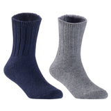 Children's Durable, Stretchable, Thick & Warm Wool Crew Socks. Perfect as Winter Snow Sock and All Seasons FS01, 2 Pair, Size 4Y-6Y, Navy, Grey