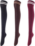 Lovely Annie Women's 3 Pairs Over Knee High Thigh High Cotton Socks Size 6-9 A1023