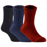 Children's Durable, Stretchable, Thick & Warm Wool Crew Socks. Perfect as Winter Snow Sock and All Seasons FS01, 3 Pair, Size 4Y-6Y, Black, Navy, Wine