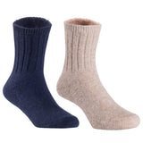 Children's Durable, Stretchable, Thick & Warm Wool Crew Socks. Perfect as Winter Snow Sock and All Seasons FS01, 2 Pair, Size 4Y-6Y, Navy, Biege
