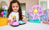 Barbie Club Chelsea Doll and Carnival Playset, 6-inch Blonde Wearing Fashion and Accessories, with Ferris Wheel, Bumper Cars, Puppy and More, Gift for 3 to 7 Year Olds