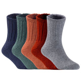 Children's Durable, Stretchable, Thick & Warm Wool Crew Socks. Perfect as Winter Snow Sock and All Seasons FS01, 5 Pair, Size 4Y-6Y, Navy, DarkGrey, Biege, Wine, Grey