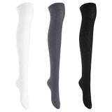 Lian LifeStyle Women's 3 Pairs Knee High Thigh High Cotton Socks Size 6-9 L1024