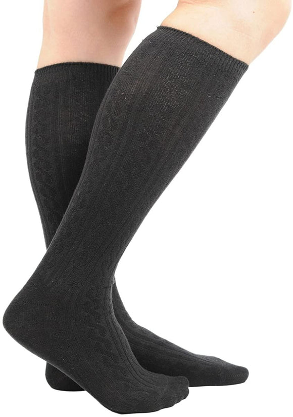 LLS Women's 4 Pairs Stylish Combed Cotton Socks Size 7-9 Black