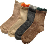 Lian LifeStyle Fuzzy Big Girl's Women's 4 Pairs Cotton Crew Socks HR158141 Size 6-9