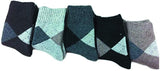 Lian LifeStyle Men's 2 Pairs Pack Extra Thick Wool Blend Socks Diamond Size 7-10