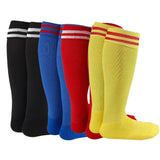 Lian LifeStyle Exceptional Girl's 3 Pair's Knee High Sports Socks for Soccer, Softball, Baseball, and Many Other Sports XL002 Size M, Black, Blue, Red, Yellow