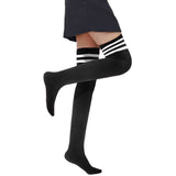 Lovely Annie Women's 1 Pair Incredible Thigh High Cotton Socks, Durable And Super Soft. Unique Over Knee High Ladies Socks Size 4.5-8.5(White Strip)