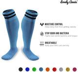 Lovely Annie Women's 2 Pairs Knee High Sports Socks for Baseball/Soccer/Lacrosse 003 M(Light Blue)