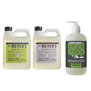 Mrs. Meyers Clean Day Liquid Hand Soap Refill, 1 Pack Lemon Verbena, 1 Pack Lavender, 33 OZ each include 1 12.75 OZ Bottle of Hand Soap Spearmint + Lemongrass