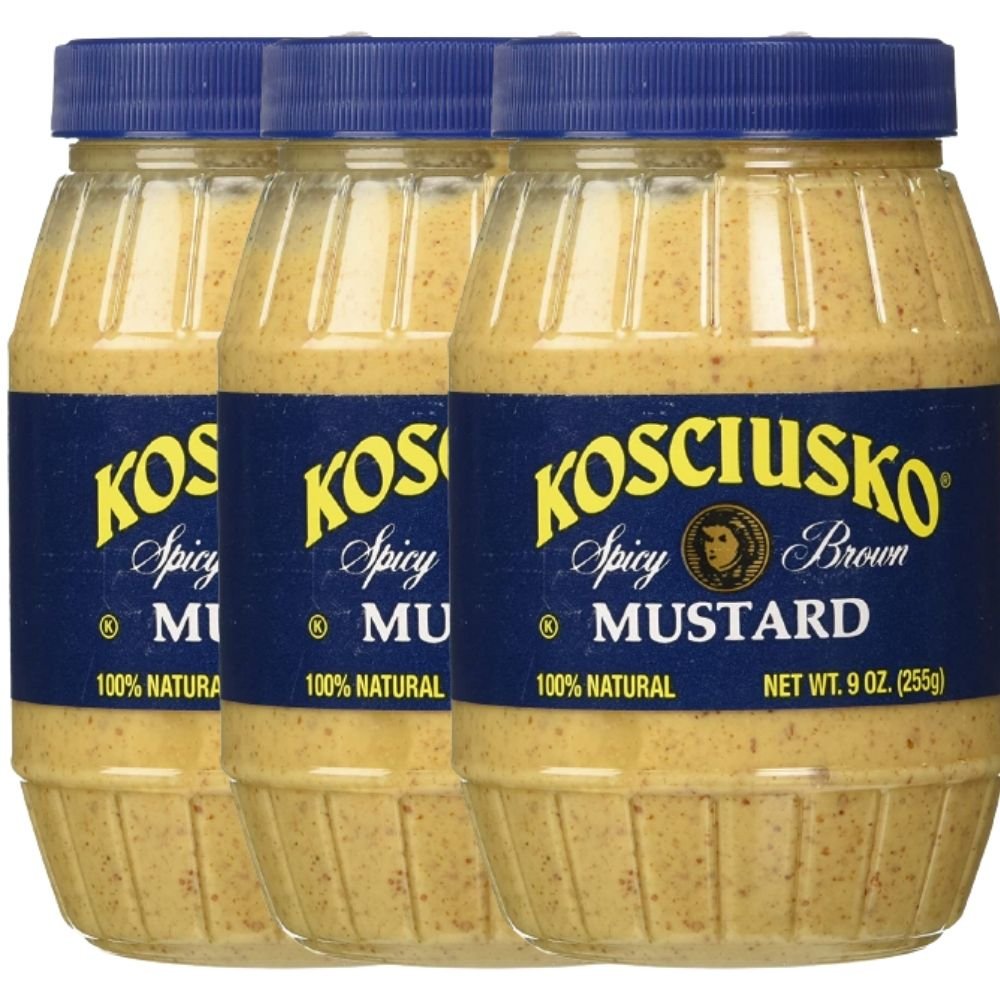 Spicy Brown Mustard, Made With No 1 Grade Mustard Seeds, No Artificial Flavors, Fillers, Gluten or MSG. Low Calorie, Zero Fat, Unmatched Taste, Pack of 3, 9 OZ Per Pack