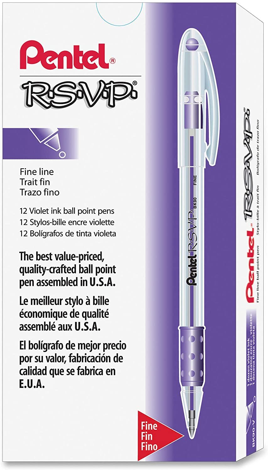 Pentel R.S.V.P. Ballpoint Pen, 0.7mm Fine Tip, Green Ink, Box of 12 (B –  Lian Style Store