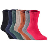 Children's Durable, Stretchable, Thick & Warm Wool Crew Socks. Perfect as Winter Snow Sock and All Seasons FS01, 7 Pair, Size 4Y-6Y, Black, Navy, DarkGrey, Biege, Coffee, Grey, Red