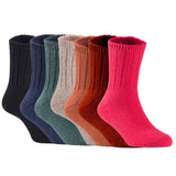 Children's Durable, Stretchable, Thick & Warm Wool Crew Socks. Perfect as Winter Snow Sock and All Seasons FS01, 7 Pair, Size 4Y-6Y, Black, Navy, DarkGrey, Biege, Coffee, Wine, Red