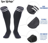 Lian LifeStyle Adult's 2 Pairs Knee High Sports Socks Striped Size 6-9
