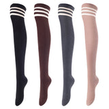 Incredible Women's 4 Pairs Thigh High Cotton Socks Unique, Durable, Super Soft For Everyday Relaxed Feet LA1022 One Size (Black, Coffee, Dark Grey, Beige)