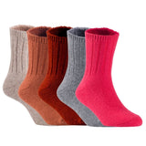 Children's Durable, Stretchable, Thick & Warm Wool Crew Socks. Perfect as Winter Snow Sock and All Seasons FS01, 5 Pair, Size 4Y-6Y, Biege, Coffee, Wine, Grey, Red