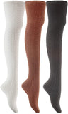 Lian LifeStyle Women's 3 Pairs Adorable Thigh High Cotton Socks Size 6-9 LLS1025