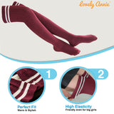Incredible Women's 4 Pairs Thigh High Cotton Socks Unique, Durable And Super Soft For Everyday Relaxed Feet LAJ1023 Size 6-9 (Wine)