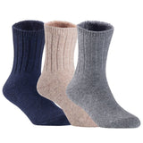 Children's Durable, Stretchable, Thick & Warm Wool Crew Socks. Perfect as Winter Snow Sock and All Seasons FS01, 3 Pair, Size 4Y-6Y, Navy, Biege, Grey