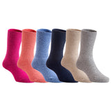 Lovely Annie 6 Pairs Thick & Warm Children's Wool Socks for Kids Perfect as Winter Snow Sock and All Seasons Size 4Y-6Y (Blue,Gray,Navy,Rose,Orange,Beige)