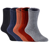 Children's Durable, Stretchable, Thick & Warm Wool Crew Socks. Perfect as Winter Snow Sock and All Seasons FS01, 5 Pair, Size 4Y-6Y, Black, Navy, Coffee, Wine, Grey