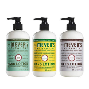 Mrs. Meyers Clean Day Hand Lotion, 1 Pack Basil, 1 Pack Honeysuckle, 1 Pack Lavender, 12 OZ each