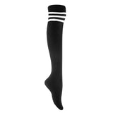 Lovely Annie Women's 1 Pair Incredible Thigh High Cotton Socks, Durable And Super Soft. Unique Over Knee High Ladies Socks Size 4.5-8.5(White Strip)