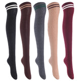 5 Pairs Awesome Women Thigh High Cotton Boot Socks. Comfortable, Durable Knee High Socks Size 6-9 (Black, Coffee, Dark Grey, Khaki, Wine) T1023-5c3