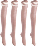 Lian LifeStyle Big Girls' Women's 4 Pairs Thigh High Cotton Socks L1022 Size 6-9