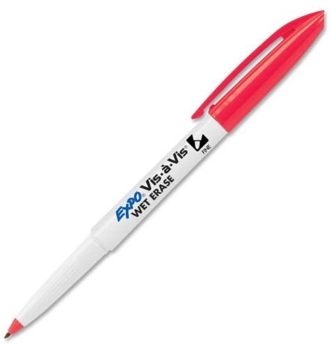 Vis-A-Vis Wet-Erase Overhead Transparency Markers, Fine Point, Red, Set of 12 Color: Red Size: 1 Dozen Model: 16002 Office Supply Store