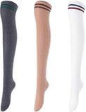 Lovely Annie Women's 3 Pairs Over Knee High Thigh High Cotton Socks Size 6-9 A1023