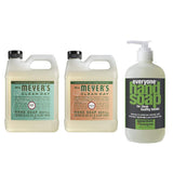 Mrs. Meyers Clean Day Liquid Hand Soap Refill, 1 Pack Basil, 1 Pack Geranium, 33 OZ each include 1 12.75 OZ Bottle of Hand Soap Spearmint + Lemongrass