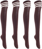 Lian LifeStyle Big Girls' Women's 4 Pairs Thigh High Cotton Socks L1022 Size 6-9