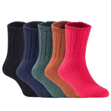 Children's Durable, Stretchable, Thick & Warm Wool Crew Socks. Perfect as Winter Snow Sock and All Seasons FS01, 5 Pair, Size 4Y-6Y, Black, Navy, DarkGrey, Coffee, Red