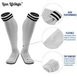 Lian LifeStyle Exceptional Adult's 2 Pairs Knee High Sports Socks for Soccer, Softball, Baseball, Many Other Sports XL002 Size XXS White
