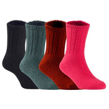 Children's Durable, Stretchable, Thick & Warm Wool Crew Socks. Perfect as Winter Snow Sock and All Seasons FS01, 4 Pair, Size 4Y-6Y, Black, DarkGrey, Wine, Red