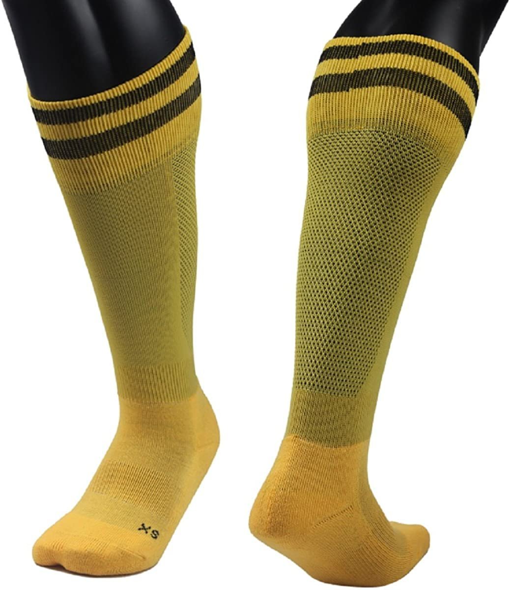 Lian Style Big Boys' 1 Pair Knee Length Sports Socks for Baseball/Soccer/Lacrosse XL003 M(Yellow)