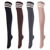 Women's 4 Pairs Thigh High Socks Over the Knee High Leg Wamers Girls Winter Warm Crochet Socks