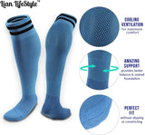 Lian LifeStyle Exceptional Boy's 1 Pair Knee High Sports Socks for Soccer, Softball, Baseball, and Many Other Sports XL003 Size M(Light Blue)