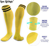 Lian LifeStyle Exceptional Boy's 1 Pair Knee High Sports Socks for Soccer, Softball, Baseball, and Many Other Sports XL003 Size XXS(Yellow)