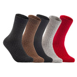 Lian LifeStyle Gorgeous Big Girls Women's 5 Pair Wool Crew Socks Size 6-9 FS03, Color (Black,Brown,DarkGrey,LightGrey,Red)