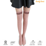 Lovely Annie Women's 3 Pairs Incredible Durable Super Soft Unique Over Knee High Thigh High Cotton Socks Size 6-9 A1023(Khaki)