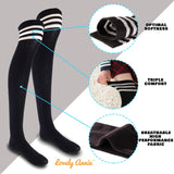 Incredible Women's 4 Pairs Thigh High Cotton Socks Unique, Durable And Super Soft For Everyday Relaxed Feet LA1022 One Size (Black)